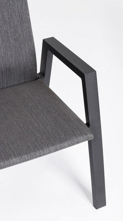 Sedia "Ethan" reclinabile struttura in alluminio con braccioli per interni ed esterni