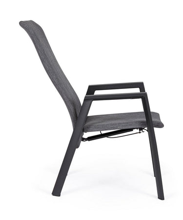 Sedia "Ethan" reclinabile struttura in alluminio con braccioli per interni ed esterni