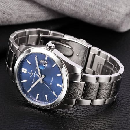 Orologio LUCIEN ROCHAT uomo Leman data acciaio / blu