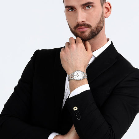 Orologio LUCIEN ROCHAT uomo Montreux data bicolore / bianco