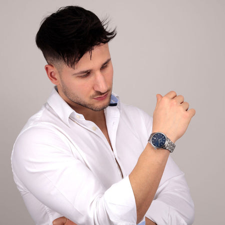 Orologio LUCIEN ROCHAT uomo Iconic data acciaio / blu