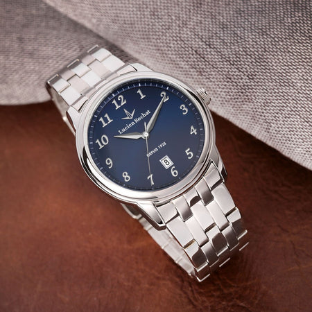 Orologio LUCIEN ROCHAT uomo Iconic data acciaio / blu