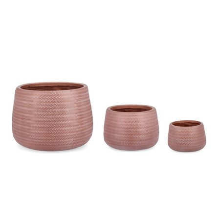 Vasi "Tressage" in fibra di vetro e argilla terracotta per fiori e piante da esterno set da 3