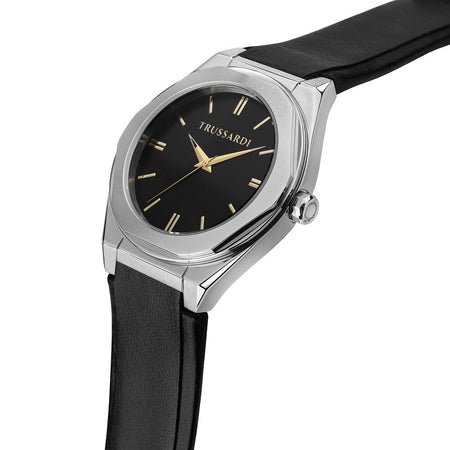 Orologio TRUSSARDI uomo Brink tempo pelle nero
