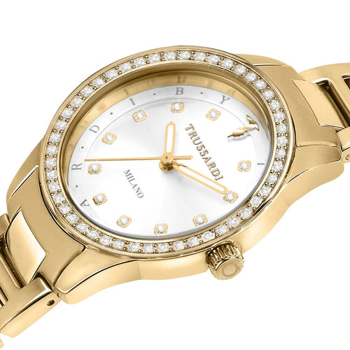 Orologio TRUSSARDI donna T-sky tempo acciaio dorato / bianco