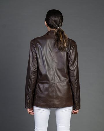 Clarissa - Giacca Donna Testa di Moro in vera pelle Over