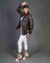 Clarissa - Giacca Donna Testa di Moro in vera pelle Over