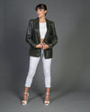 Clarissa - Giacca Donna Verde in vera pelle Over