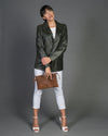 Clarissa - Giacca Donna Verde in vera pelle Over