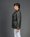 Clarissa - Giacca Donna Verde in vera pelle Over
