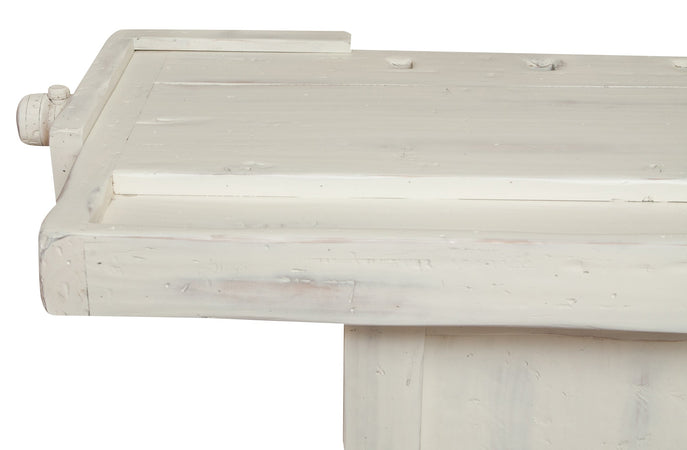 Biscottini Banco da lavoro Country in legno massello di tiglio finitura bianca anticata L184xPR74xH92 cm. Made in Italy