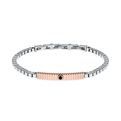 Bracciale MORELLATO uomo Motown acciaio / oro rosa / pietra nera
