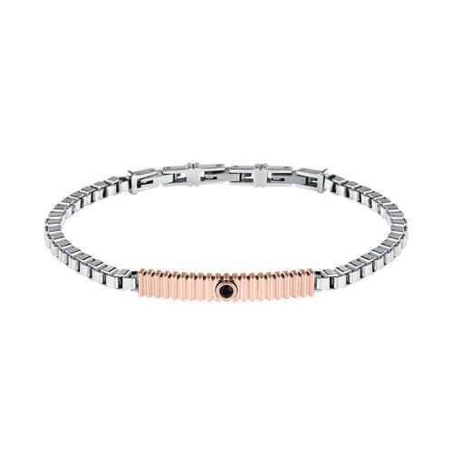 Bracciale MORELLATO uomo Motown acciaio / oro rosa / pietra nera