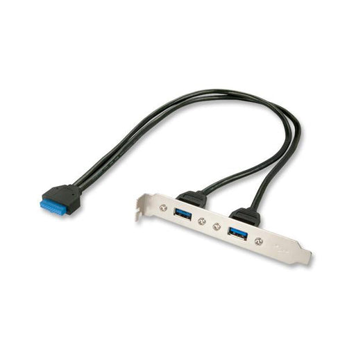 Staffa USB 3.0, - 2 porte USB 3.0 su staffa - connessione interna ad una porta IDC 20 poli - Lunghezza cavo: 40cm