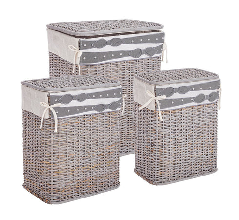Set 3 porta biancheria "Elegantly" rettangolare grigio