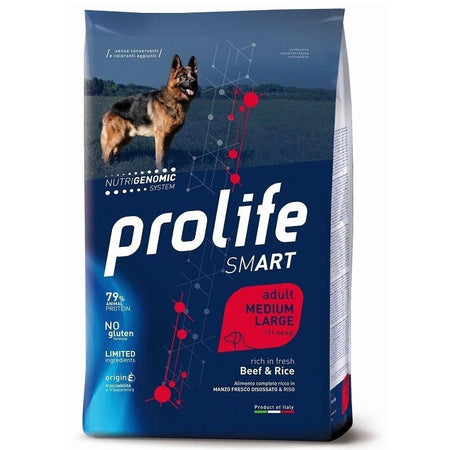 Prolife Smart mangime secco Cani Adulti Medium&Large manzo e riso