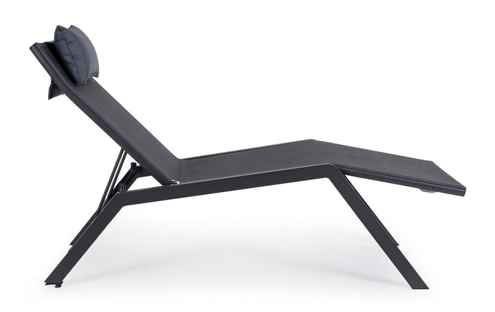 Lettino chaise longue "Krion" con poggiatesta, struttura in alluminio verniciato per esterno