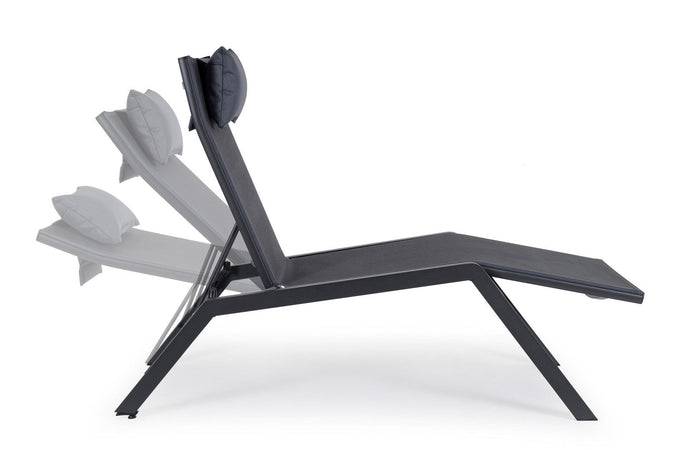 Lettino chaise longue "Krion" con poggiatesta, struttura in alluminio verniciato per esterno