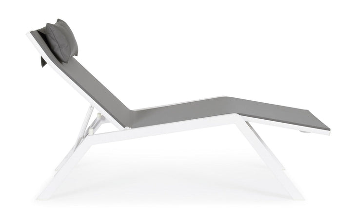 Lettino chaise longue "Krion" con poggiatesta, struttura in alluminio verniciato per esterno