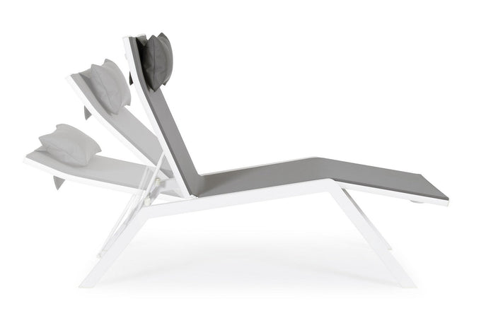 Lettino chaise longue "Krion" con poggiatesta, struttura in alluminio verniciato per esterno