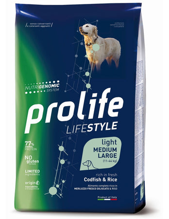 Prolife Lifestyle mangime secco Light Cani Adulti Medium&Large merluzzo e riso