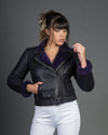 Rebecca - Chiodo Donna Viola in vero montone Shearling