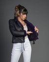 Rebecca - Chiodo Donna Viola in vero montone Shearling