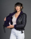 Rebecca - Chiodo Donna Viola in vero montone Shearling