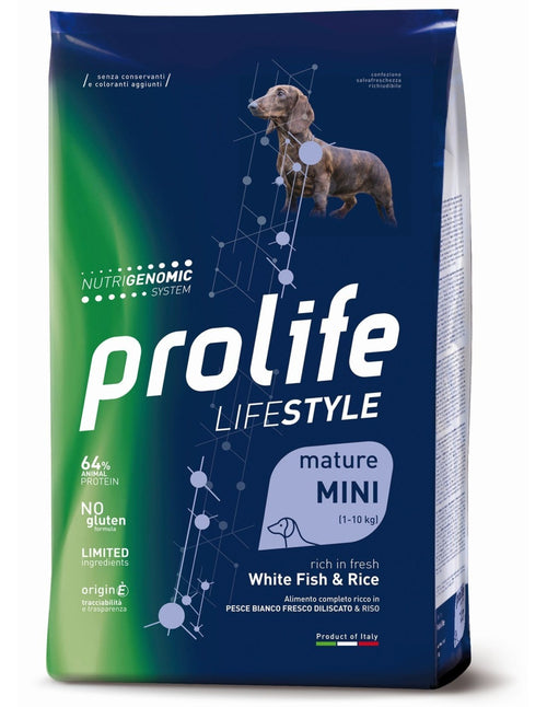 Prolife Lifestyle mangime secco Mature Cani Mini pesce bianco e riso 2 kg