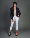 Rebecca - Chiodo Donna Viola in vero montone Shearling