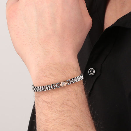 Bracciale MASERATI uomo Iconic acciaio / elemento oro rosa