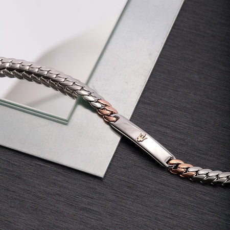 Bracciale MASERATI uomo Iconic acciaio con inserti oro rosa