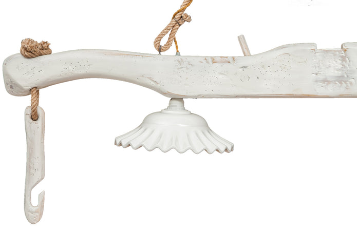 Biscottini Lampadario Giogo Biscottini Tiglio Anticato Country 161x30x41 Ceramica Italia