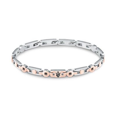 Bracciale MASERATI uomo Iconic acciaio / oro rosa / cristalli neri