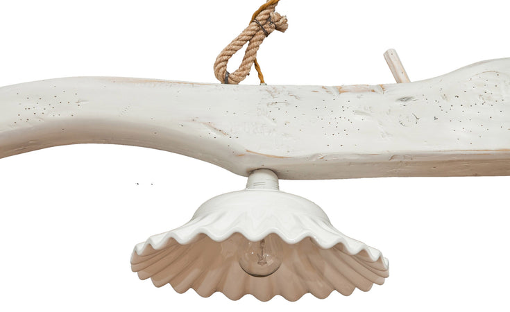 Biscottini Lampadario Giogo Biscottini Tiglio Anticato Country 161x30x41 Ceramica Italia