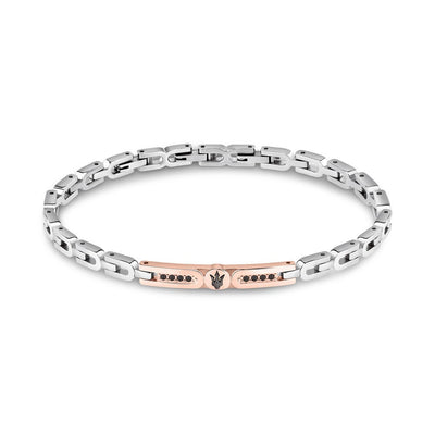 Bracciale MASERATI uomo Iconic acciaio / oro rosa / logo nero