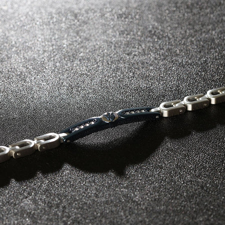 Bracciale MASERATI uomo Iconic acciaio / blu / pietre bianche