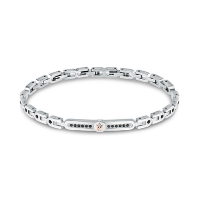 Bracciale MASERATI uomo Iconic acciaio / rosa / pietre nere