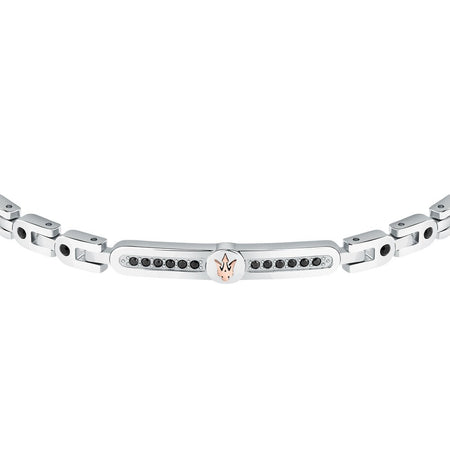 Bracciale MASERATI uomo Iconic acciaio / rosa / pietre nere