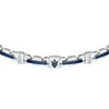 Bracciale MASERATI uomo Iconic acciaio / logo blu / pietre bianche