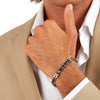Bracciale MASERATI uomo Iconic acciaio / logo blu / pietre bianche