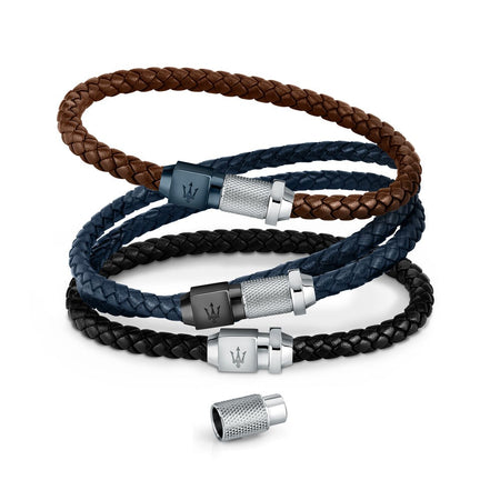 Bracciale MASERATI uomo pelle blu / acciaio