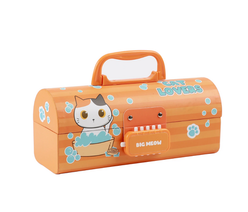 ITOTAL - Organizer a Forma di Bauletto con Lucchetto Cat Lovers Arancio