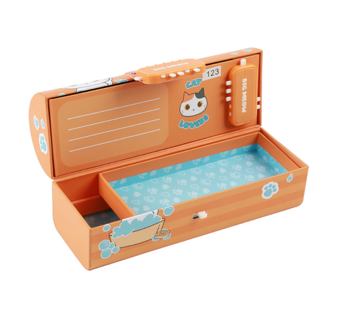 ITOTAL - Organizer a Forma di Bauletto con Lucchetto Cat Lovers Arancio
