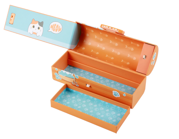 ITOTAL - Organizer a Forma di Bauletto con Lucchetto Cat Lovers Arancio
