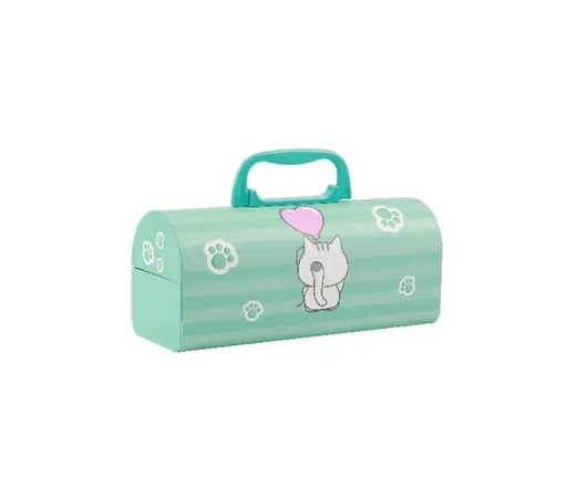 ITOTAL - Organizer a Forma di Bauletto con Lucchetto Cat Lovers Verde