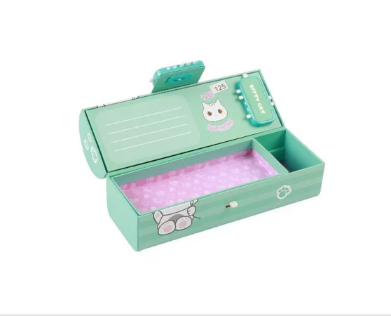 ITOTAL - Organizer a Forma di Bauletto con Lucchetto Cat Lovers Verde