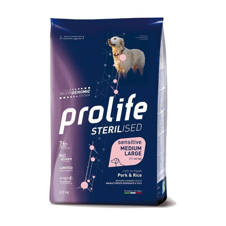 Prolife Sterilised mangime secco Cani Adulti Medium&Large maiale e riso