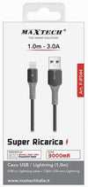 Cavo Per Dati Super Ricarica Usb Lightning 3a 1 Mt Per Iphone Ipad Ipod F-ip044