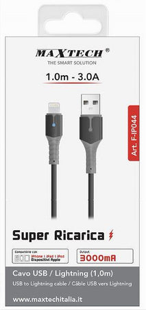 Cavo Per Dati Super Ricarica Usb Lightning 3a 1 Mt Per Iphone Ipad Ipod F-ip044